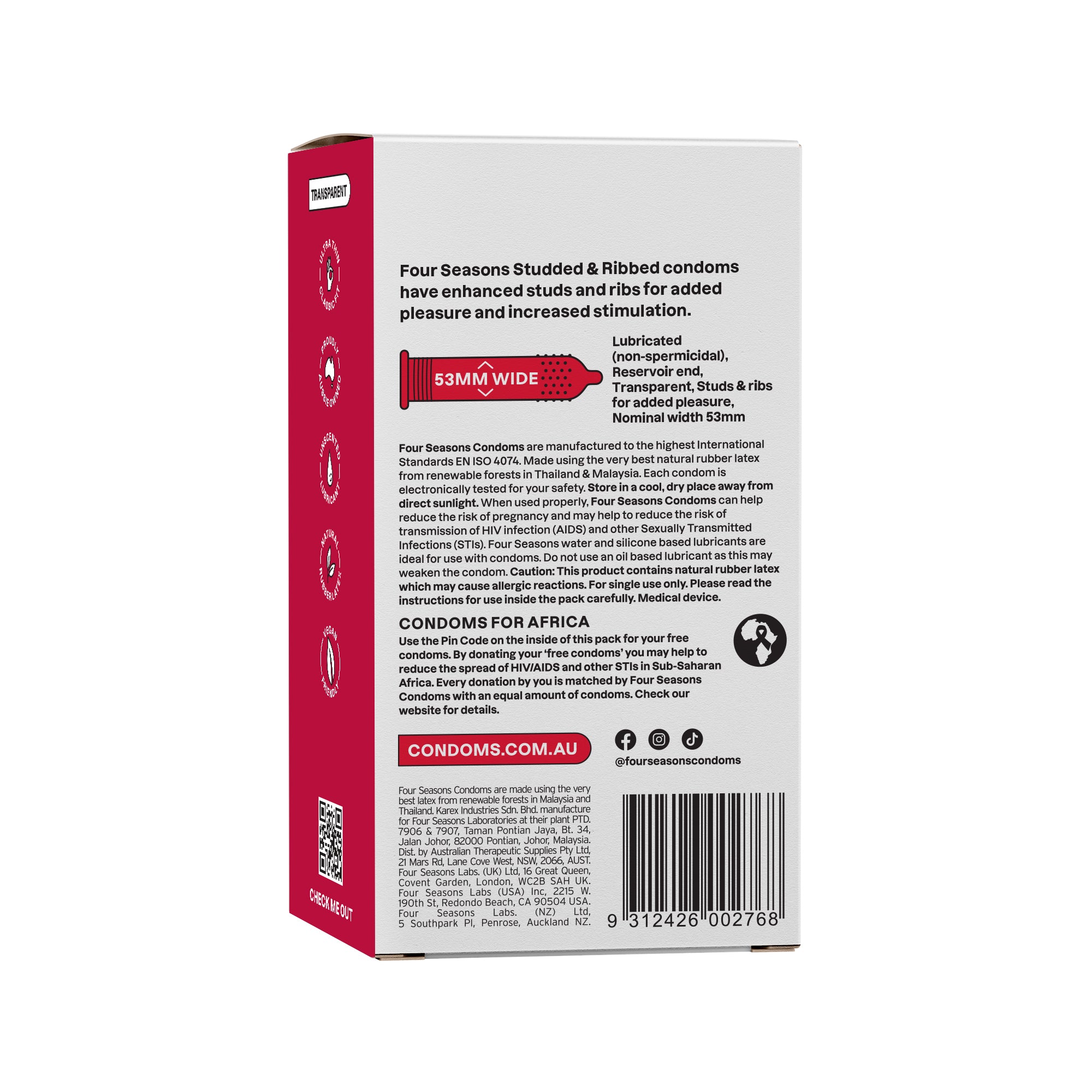 Four Seasons Studded & Ribbed Condoms 12pk