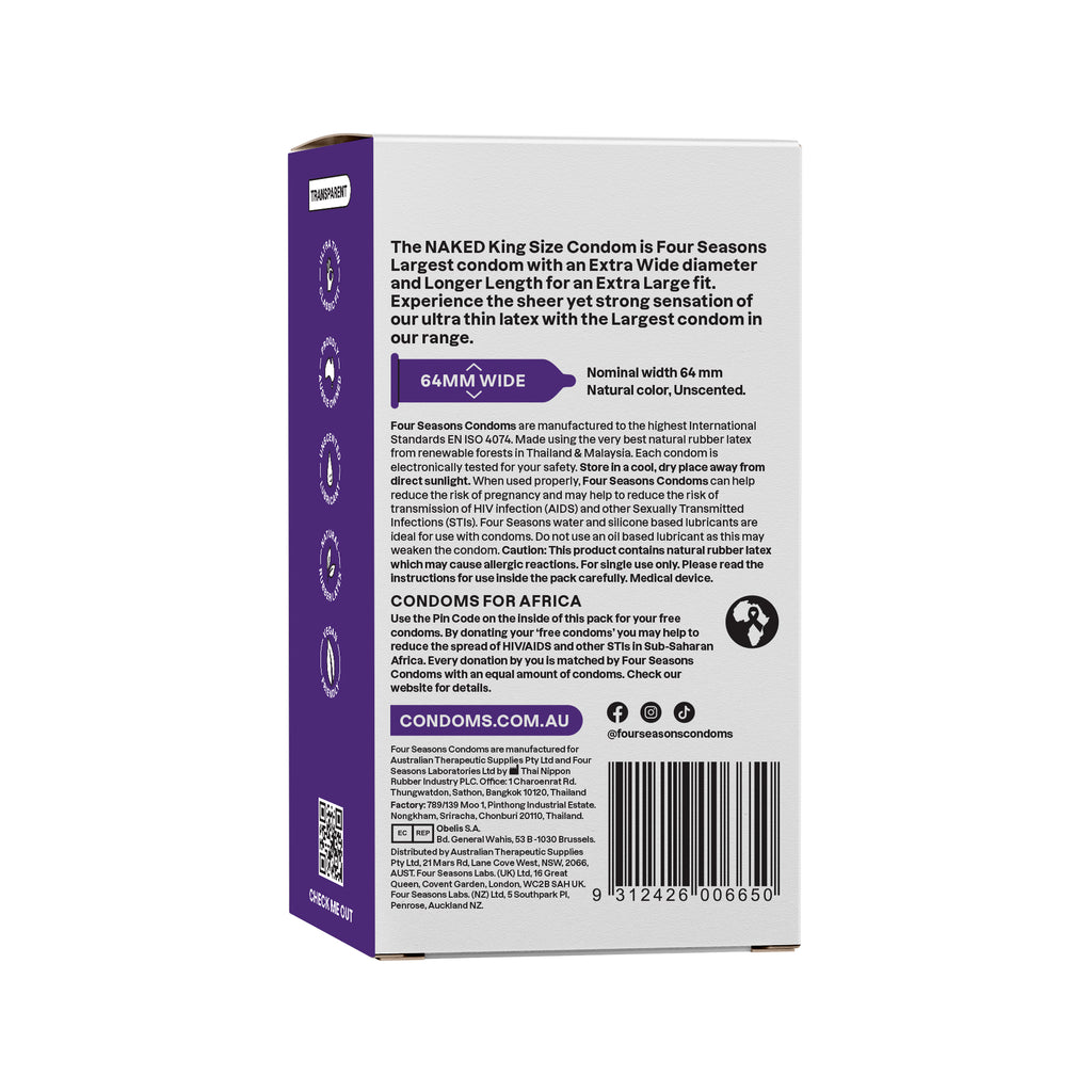 Four Seasons Naked King Size Condoms 12pk