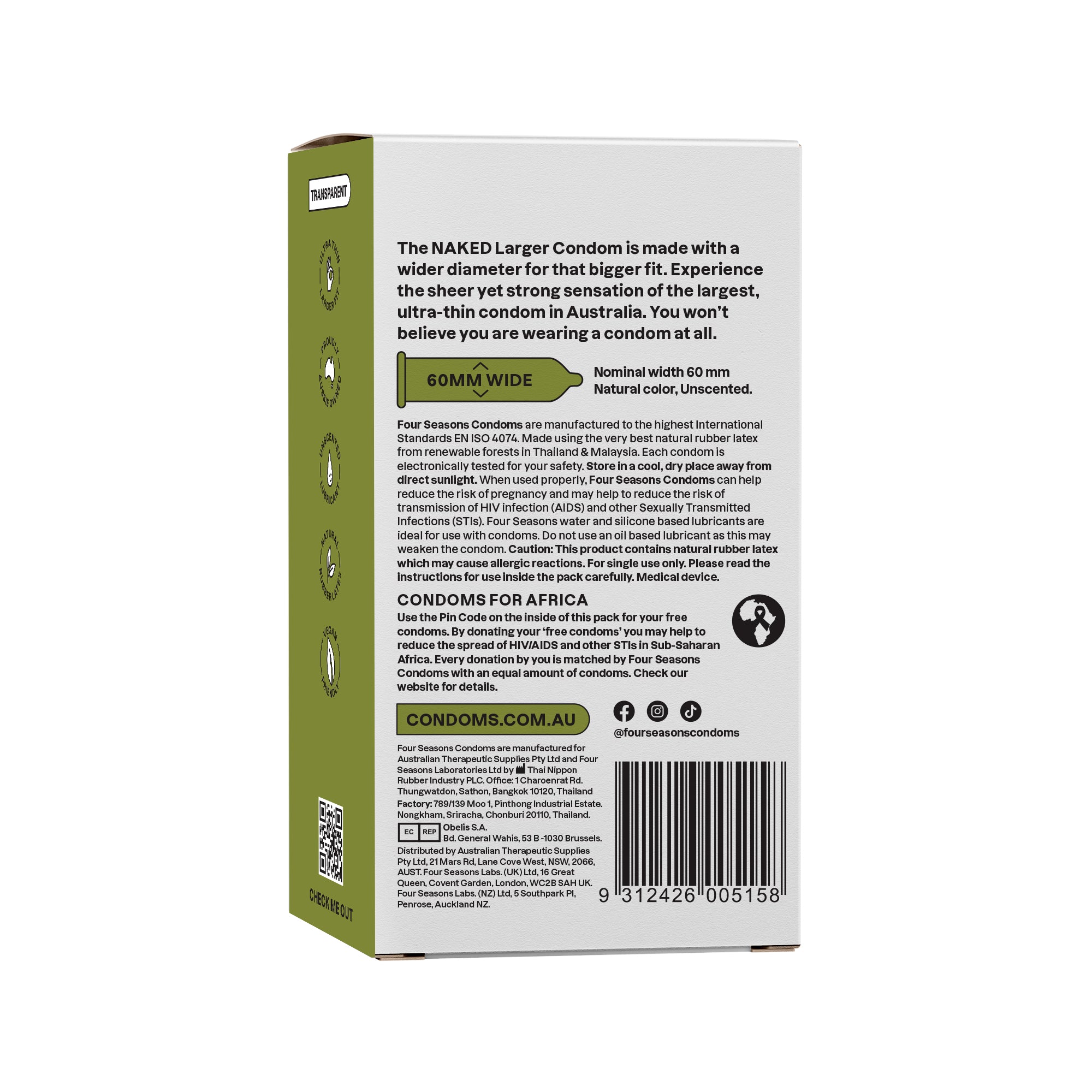 Four Seasons Naked Larger Condoms 12pk