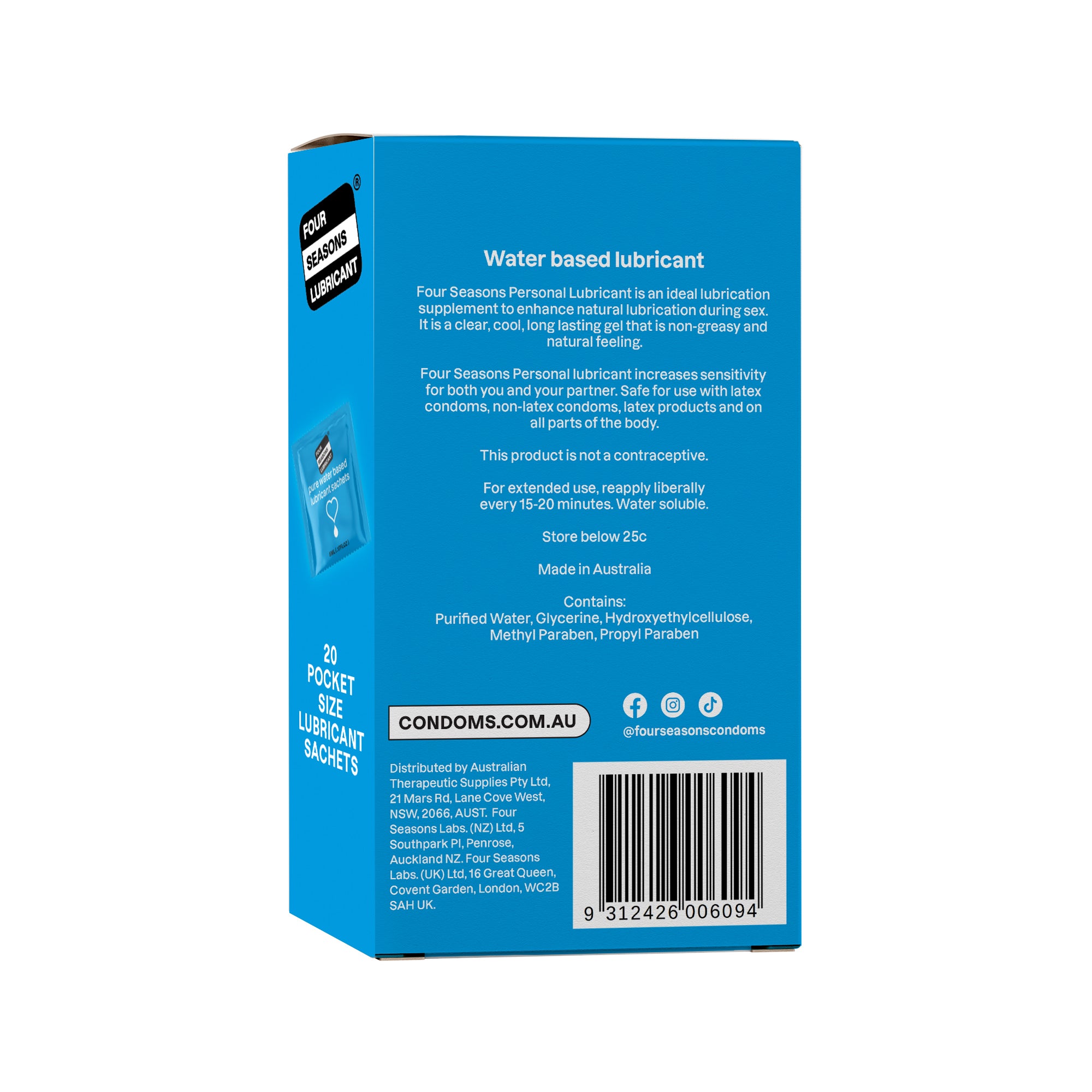 Four Seasons Personal Lubricant Sachet 20pk